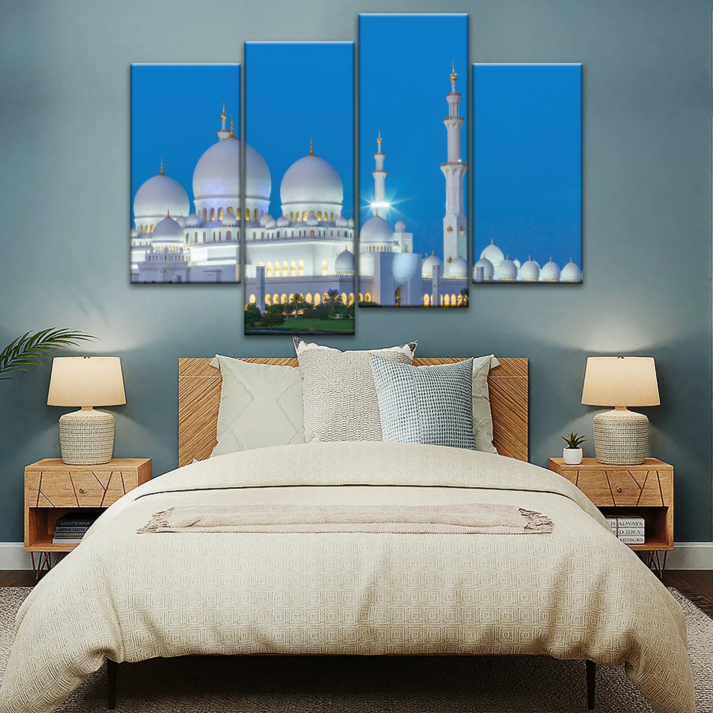 Mosquée Sheikh Zayed d'Abou Dhabi vue de nuit Art mural islamique
