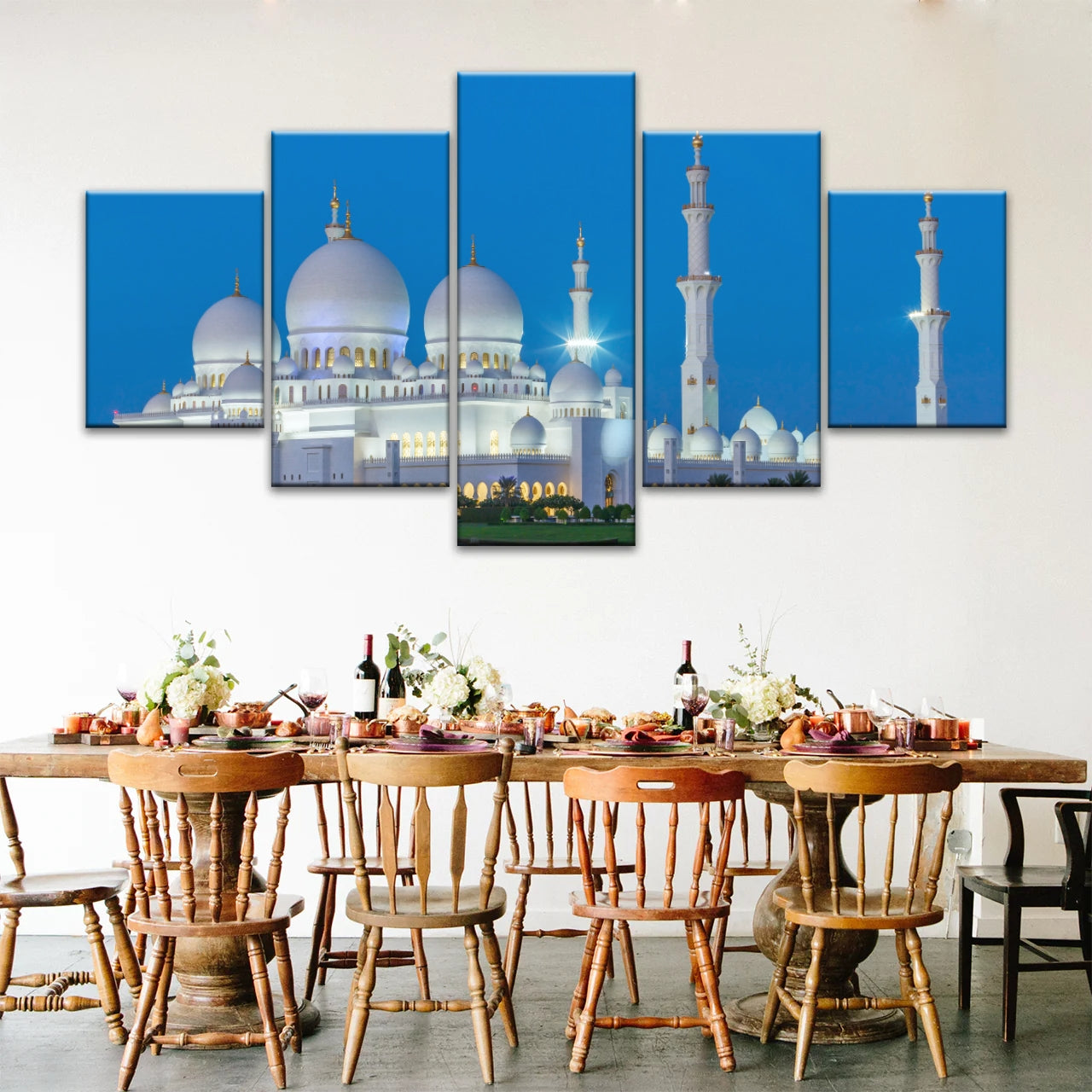 Mosquée Sheikh Zayed d'Abou Dhabi vue de nuit Art mural islamique