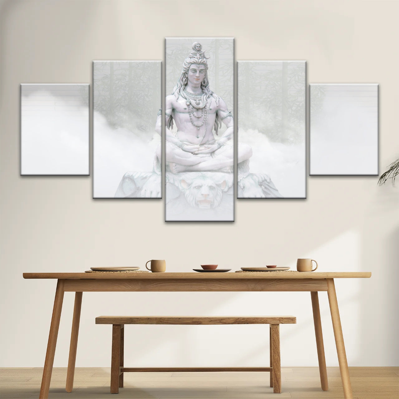 Hindu-Gottheit Shiva im Nebel, Statue, Hinduismus, Leinwandbild, Wandkunst