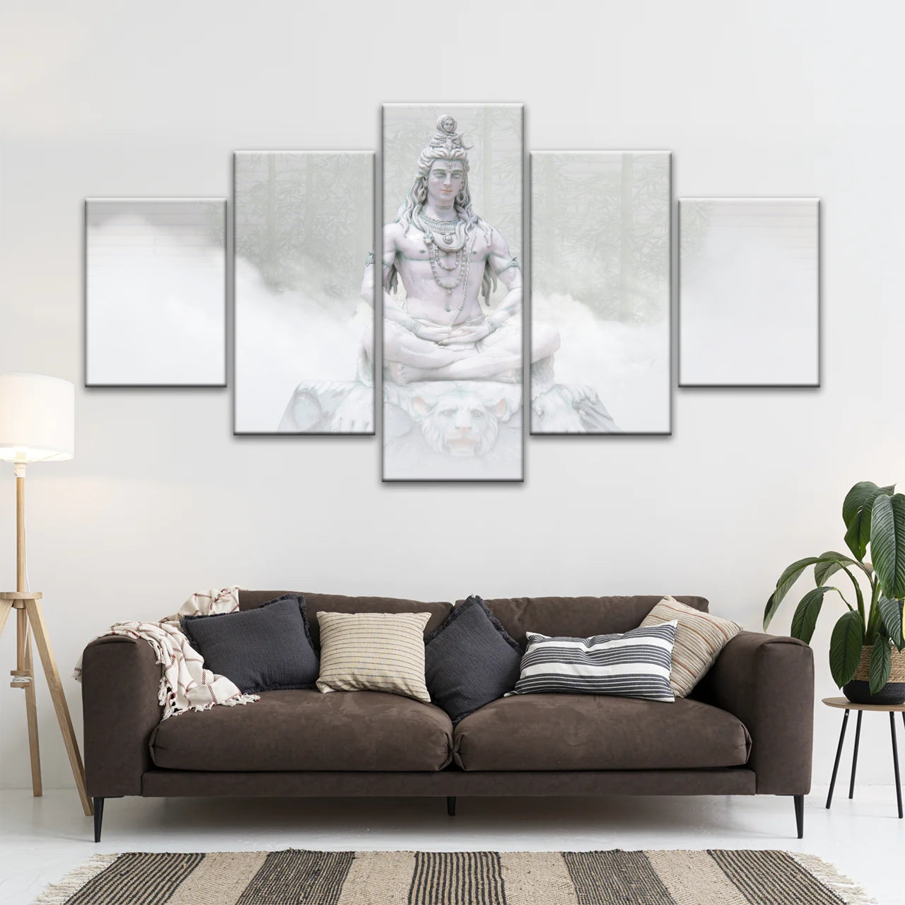 Hindu-Gottheit Shiva im Nebel, Statue, Hinduismus, Leinwandbild, Wandkunst