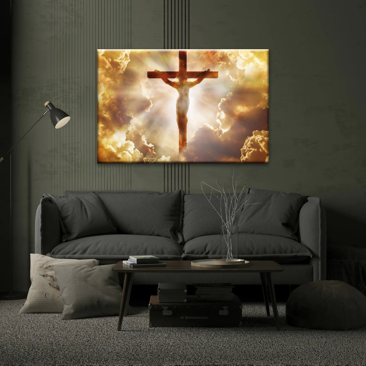 Heiliger Geist des Christentums – Sonnenstrahlen durch die Kreuzigung Jesu, christliche Wanddekoration