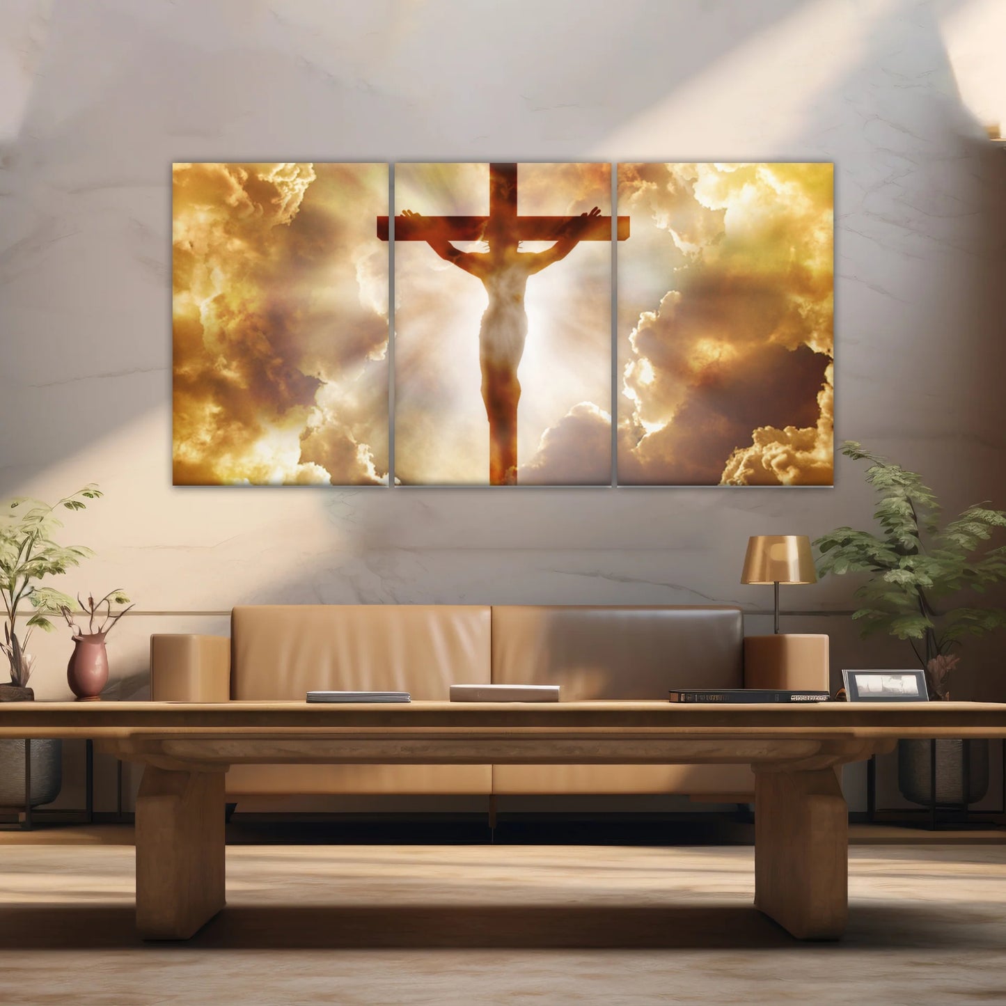 Heiliger Geist des Christentums – Sonnenstrahlen durch die Kreuzigung Jesu, christliche Wanddekoration