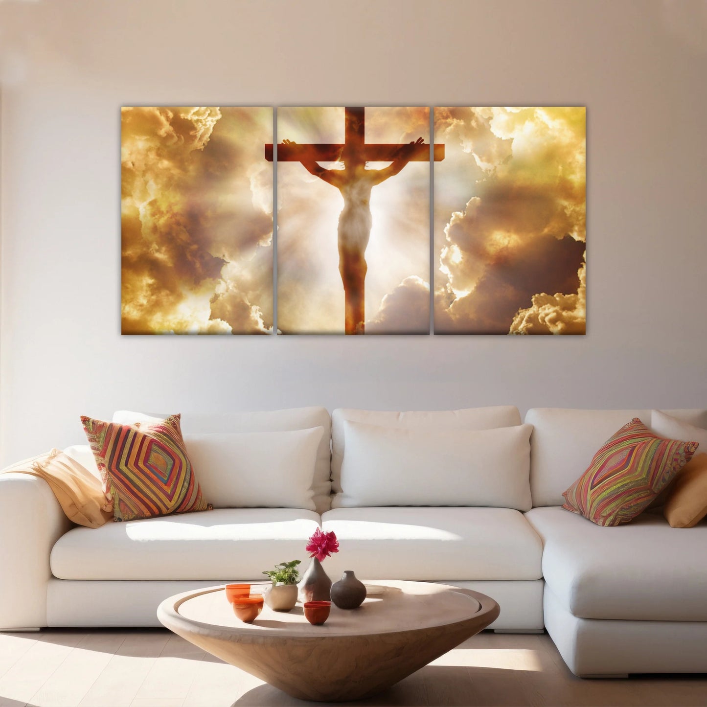 Heiliger Geist des Christentums – Sonnenstrahlen durch die Kreuzigung Jesu, christliche Wanddekoration
