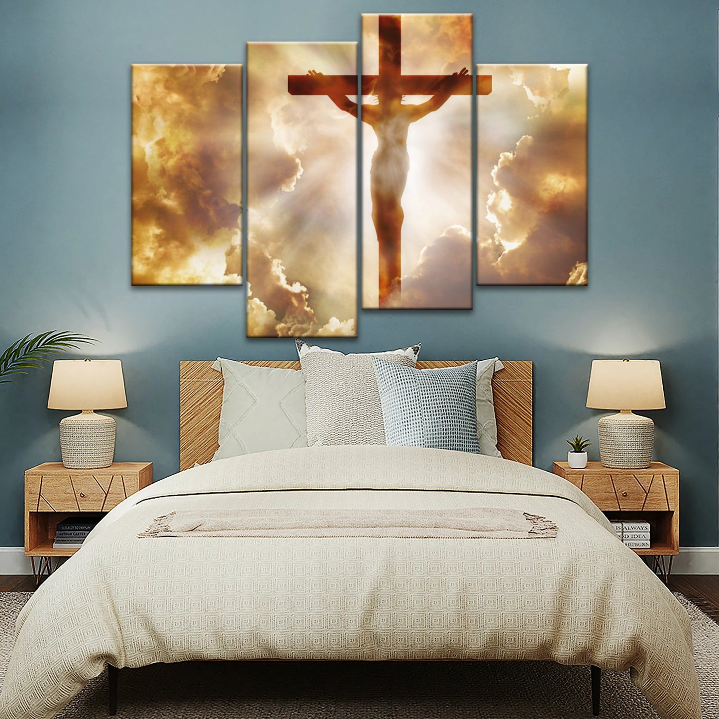 Heiliger Geist des Christentums – Sonnenstrahlen durch die Kreuzigung Jesu, christliche Wanddekoration
