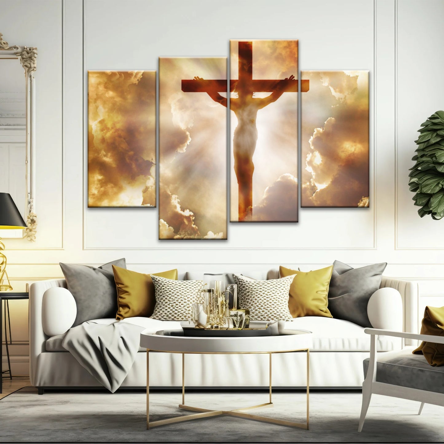 Heiliger Geist des Christentums – Sonnenstrahlen durch die Kreuzigung Jesu, christliche Wanddekoration