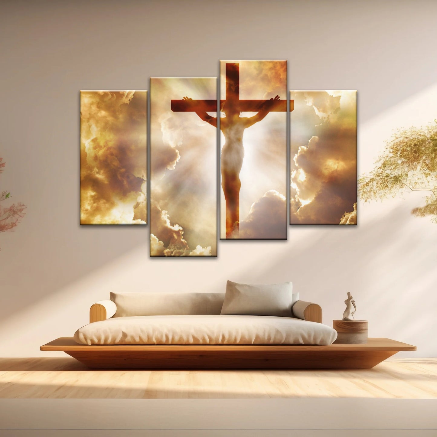 Heiliger Geist des Christentums – Sonnenstrahlen durch die Kreuzigung Jesu, christliche Wanddekoration