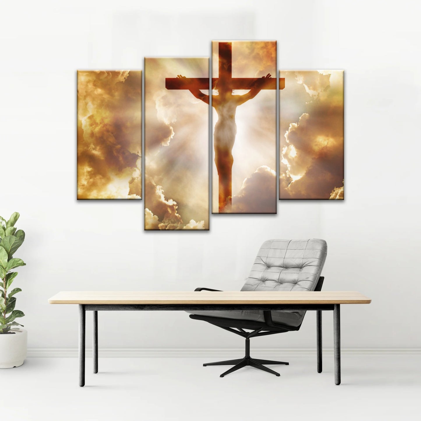 Heiliger Geist des Christentums – Sonnenstrahlen durch die Kreuzigung Jesu, christliche Wanddekoration