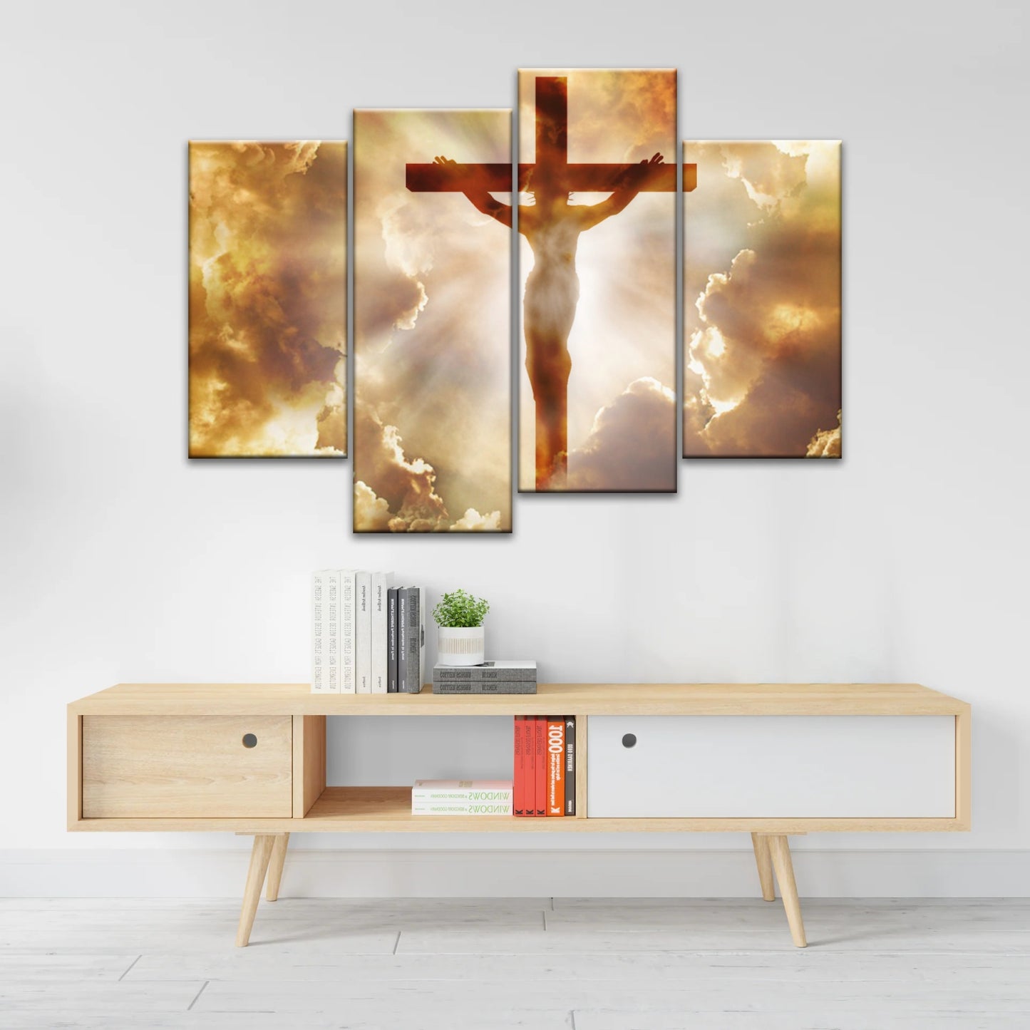 Heiliger Geist des Christentums – Sonnenstrahlen durch die Kreuzigung Jesu, christliche Wanddekoration