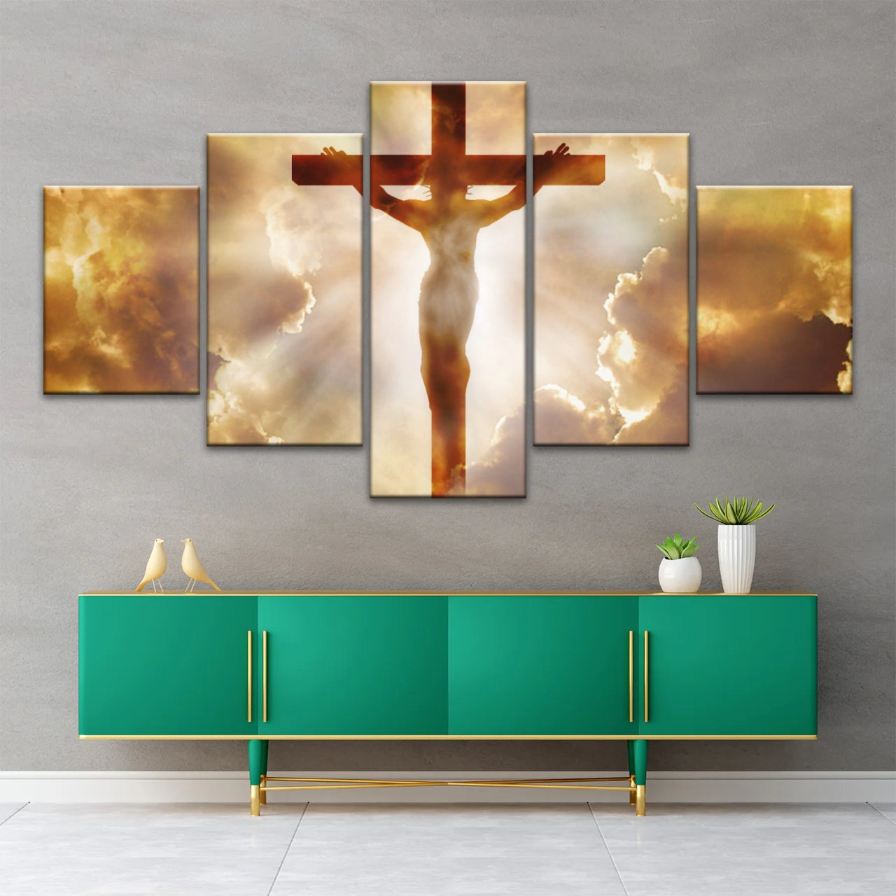 Heiliger Geist des Christentums – Sonnenstrahlen durch die Kreuzigung Jesu, christliche Wanddekoration