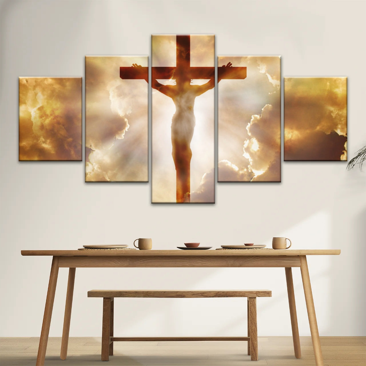 Heiliger Geist des Christentums – Sonnenstrahlen durch die Kreuzigung Jesu, christliche Wanddekoration