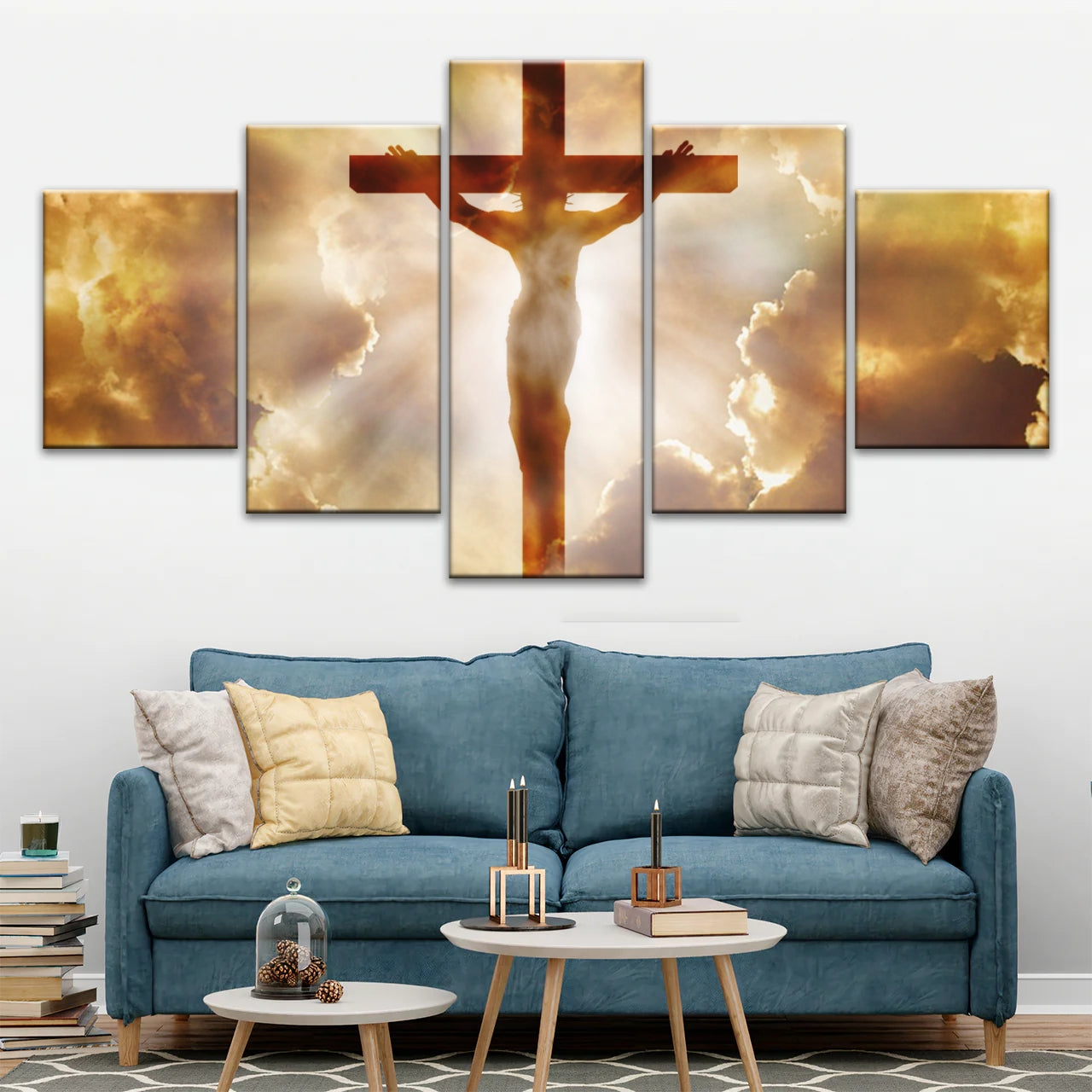 Heiliger Geist des Christentums – Sonnenstrahlen durch die Kreuzigung Jesu, christliche Wanddekoration