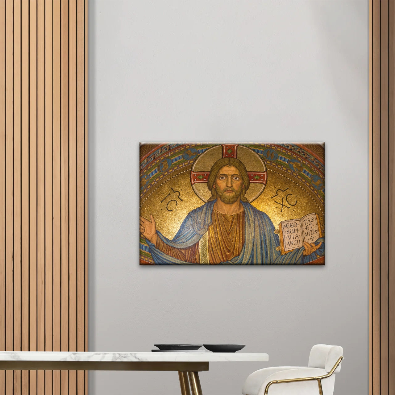 Jésus-Christ tenant un livre Art mural chrétien sur toile