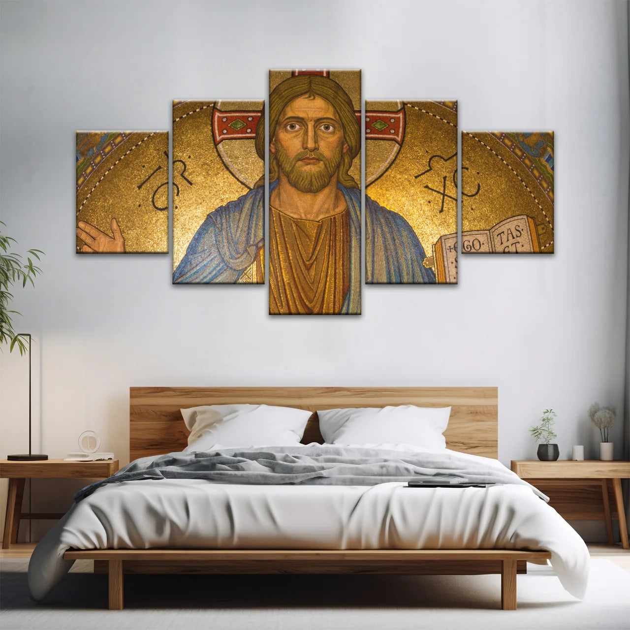 Jésus-Christ tenant un livre Art mural chrétien sur toile