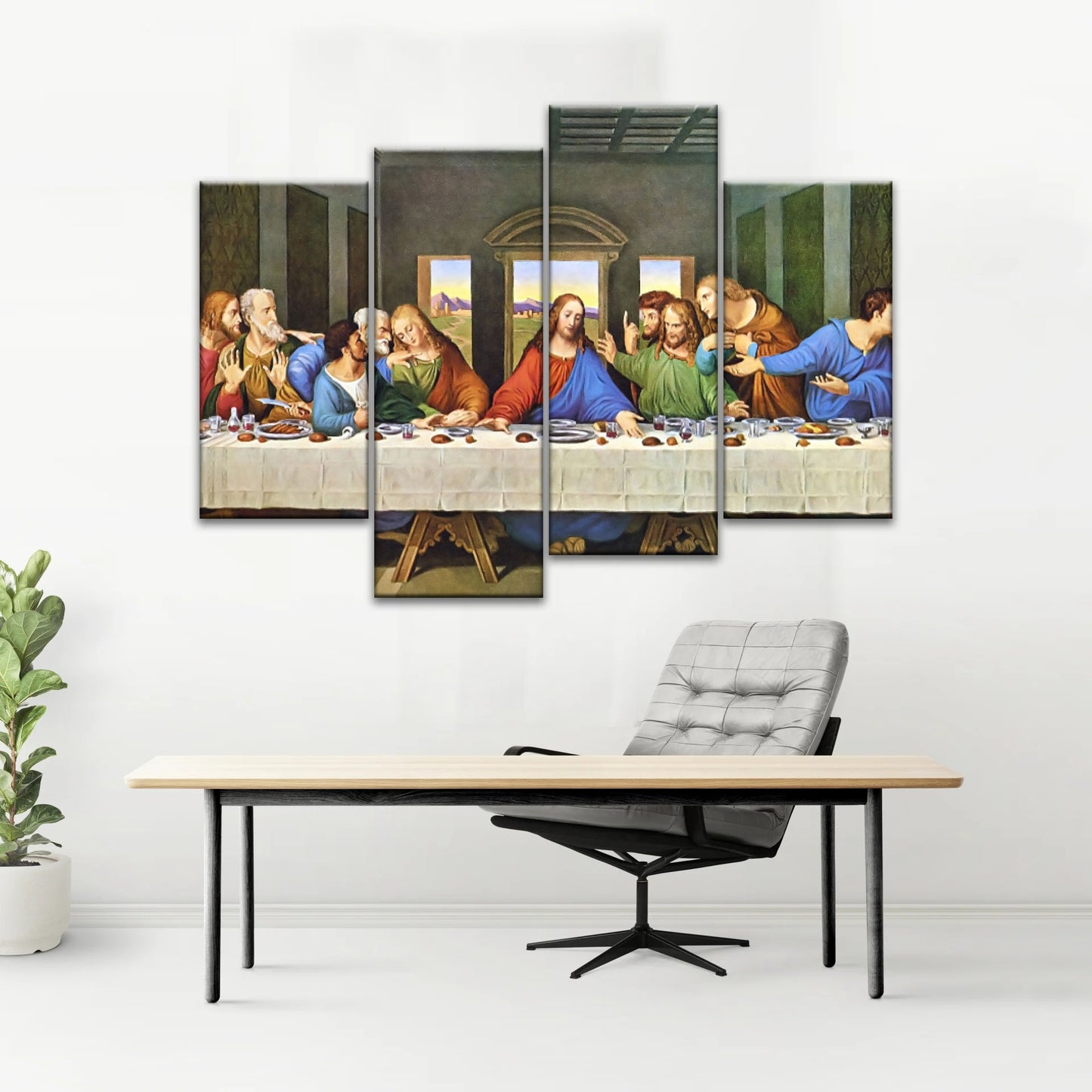 Peinture à l'huile classique de Léonard de Vinci La Cène Jésus Art mural