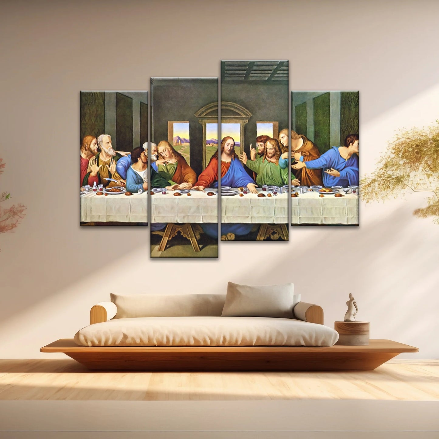 Peinture à l'huile classique de Léonard de Vinci La Cène Jésus Art mural