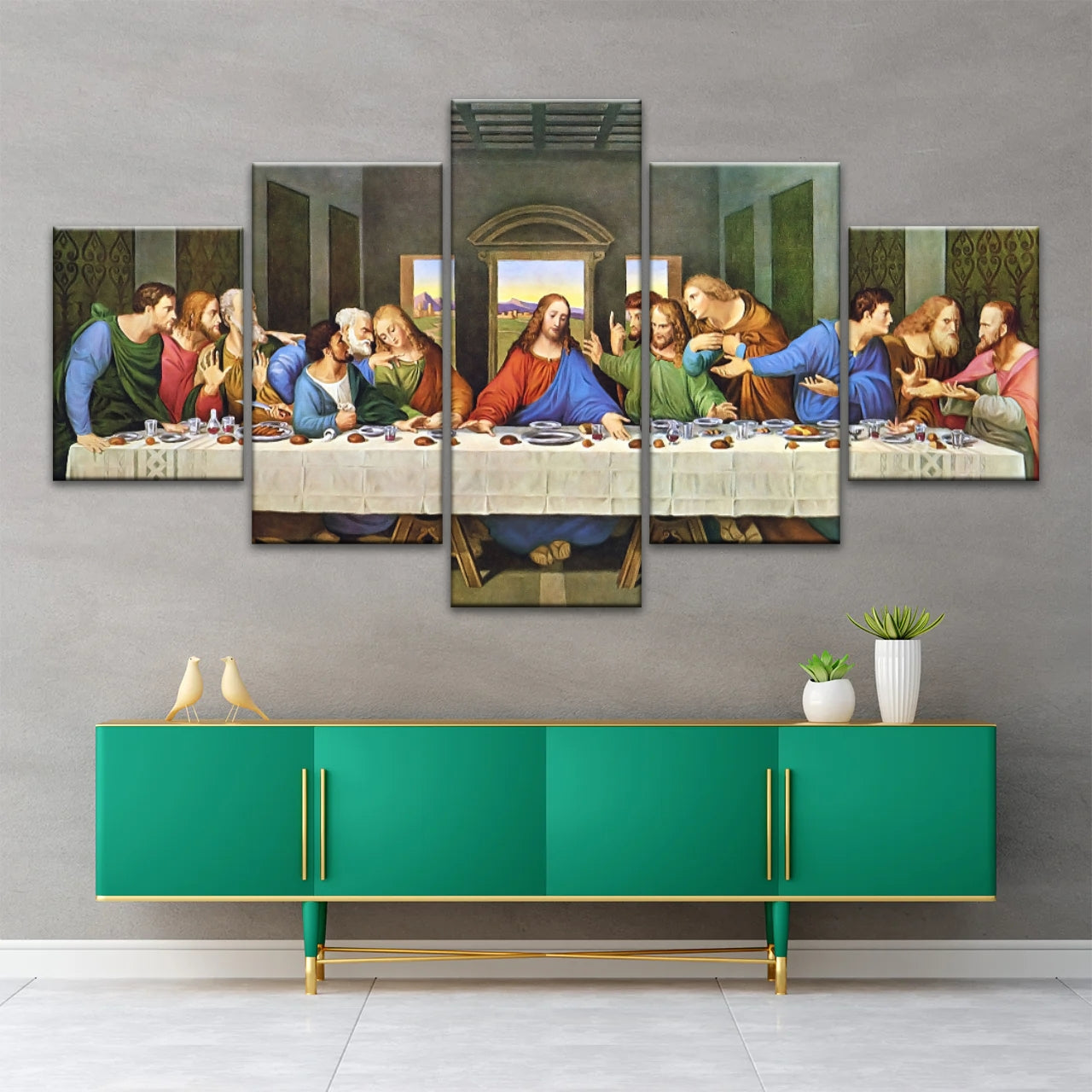 Peinture à l'huile classique de Léonard de Vinci La Cène Jésus Art mural