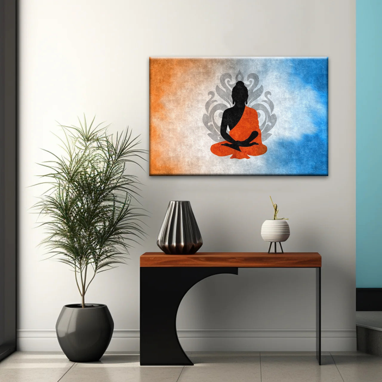 Meditierende Buddha-Silhouette mit Lotus-Hintergrund Buddha-Wand-Dekor