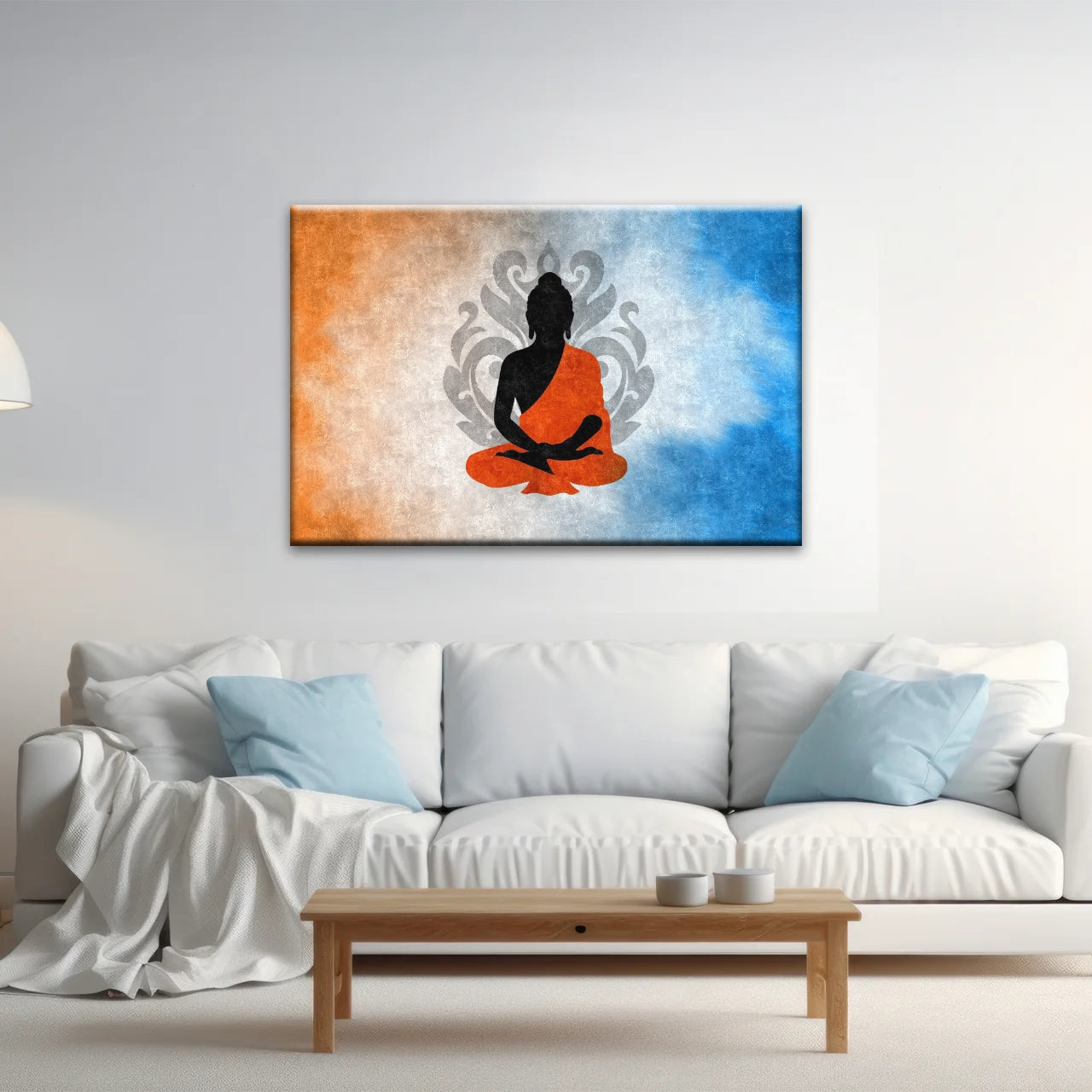 Meditierende Buddha-Silhouette mit Lotus-Hintergrund Buddha-Wand-Dekor
