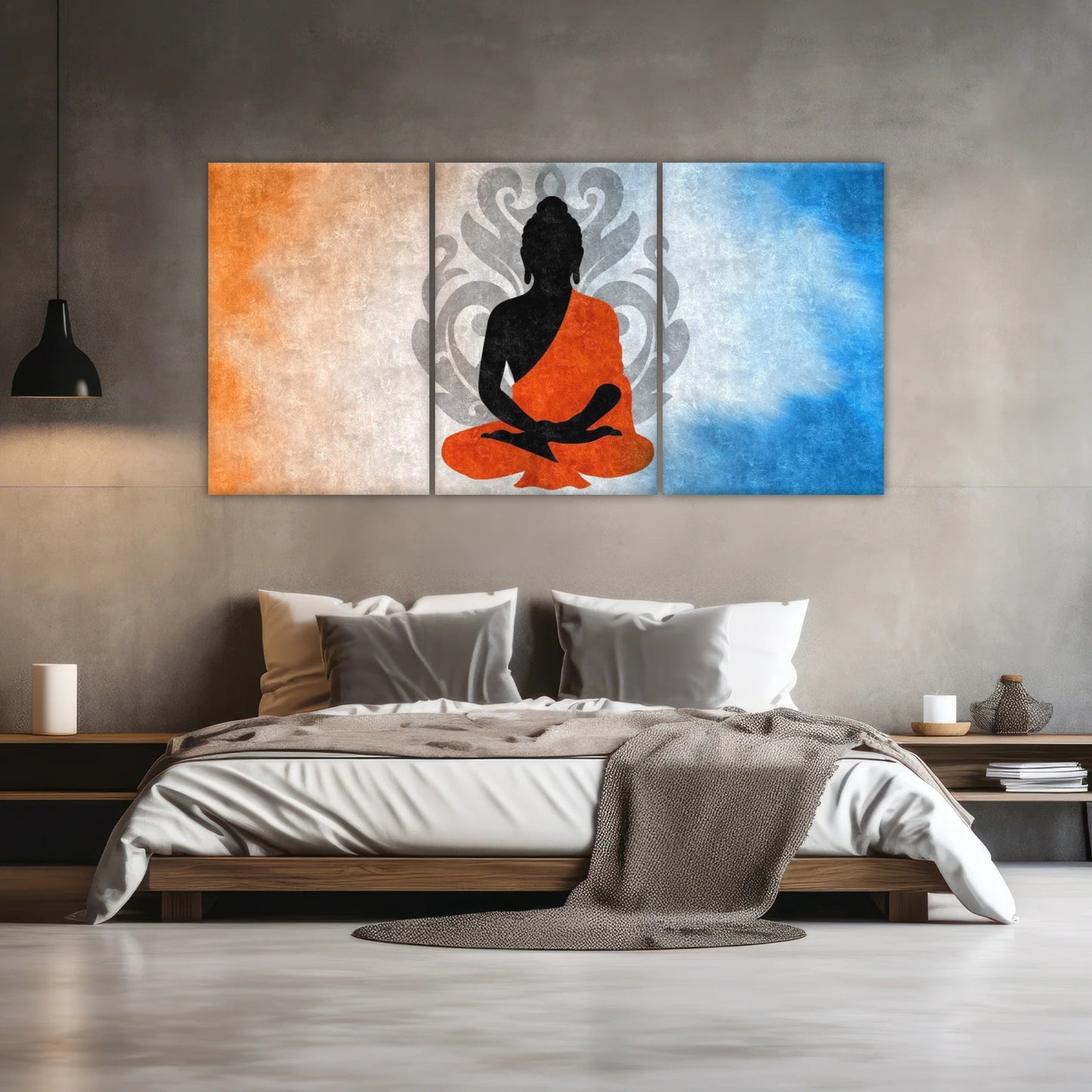 Meditierende Buddha-Silhouette mit Lotus-Hintergrund Buddha-Wand-Dekor
