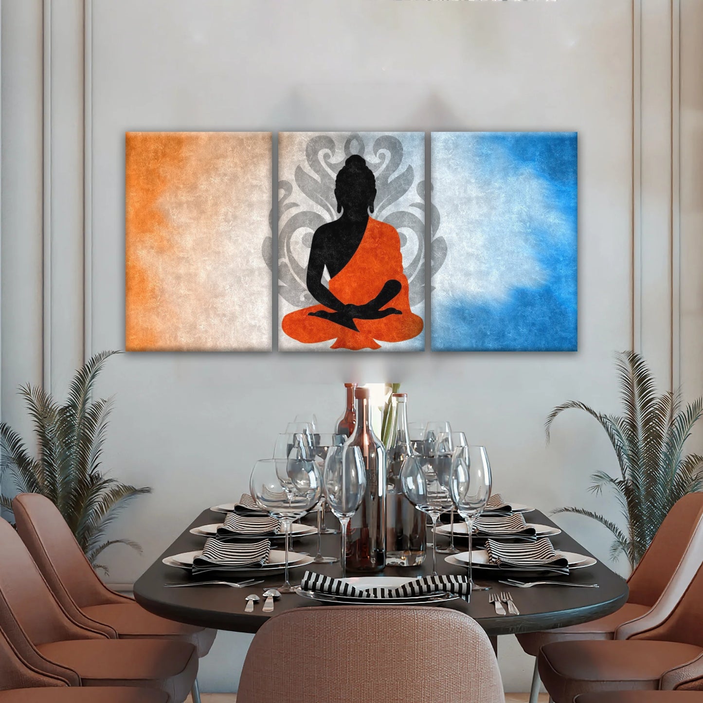 Meditierende Buddha-Silhouette mit Lotus-Hintergrund Buddha-Wand-Dekor