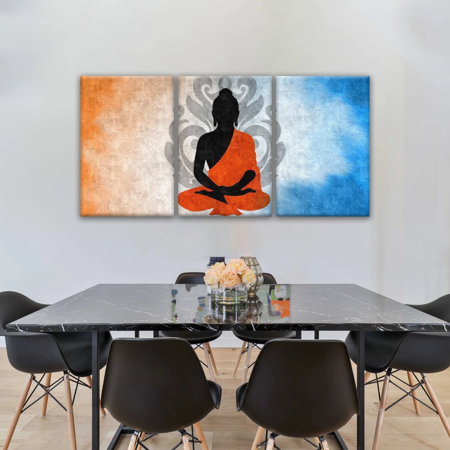 Meditierende Buddha-Silhouette mit Lotus-Hintergrund Buddha-Wand-Dekor