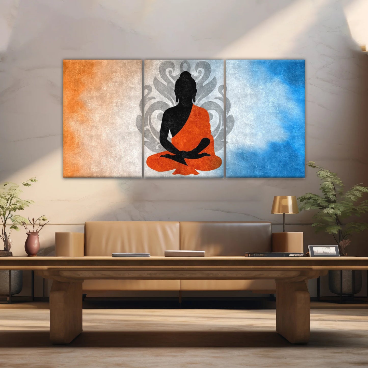 Meditierende Buddha-Silhouette mit Lotus-Hintergrund Buddha-Wand-Dekor