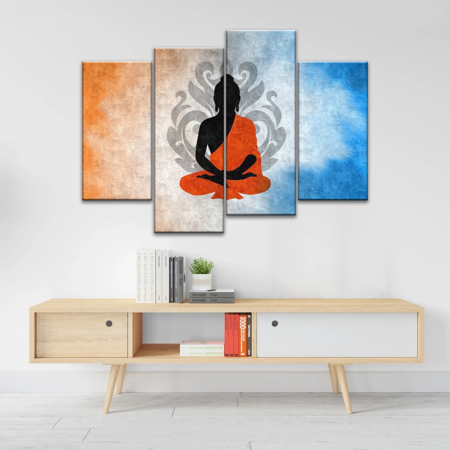 Meditierende Buddha-Silhouette mit Lotus-Hintergrund Buddha-Wand-Dekor