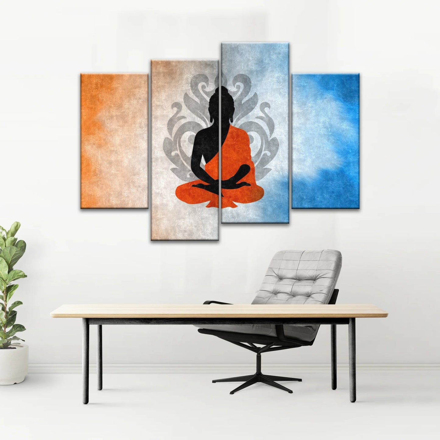 Meditierende Buddha-Silhouette mit Lotus-Hintergrund Buddha-Wand-Dekor