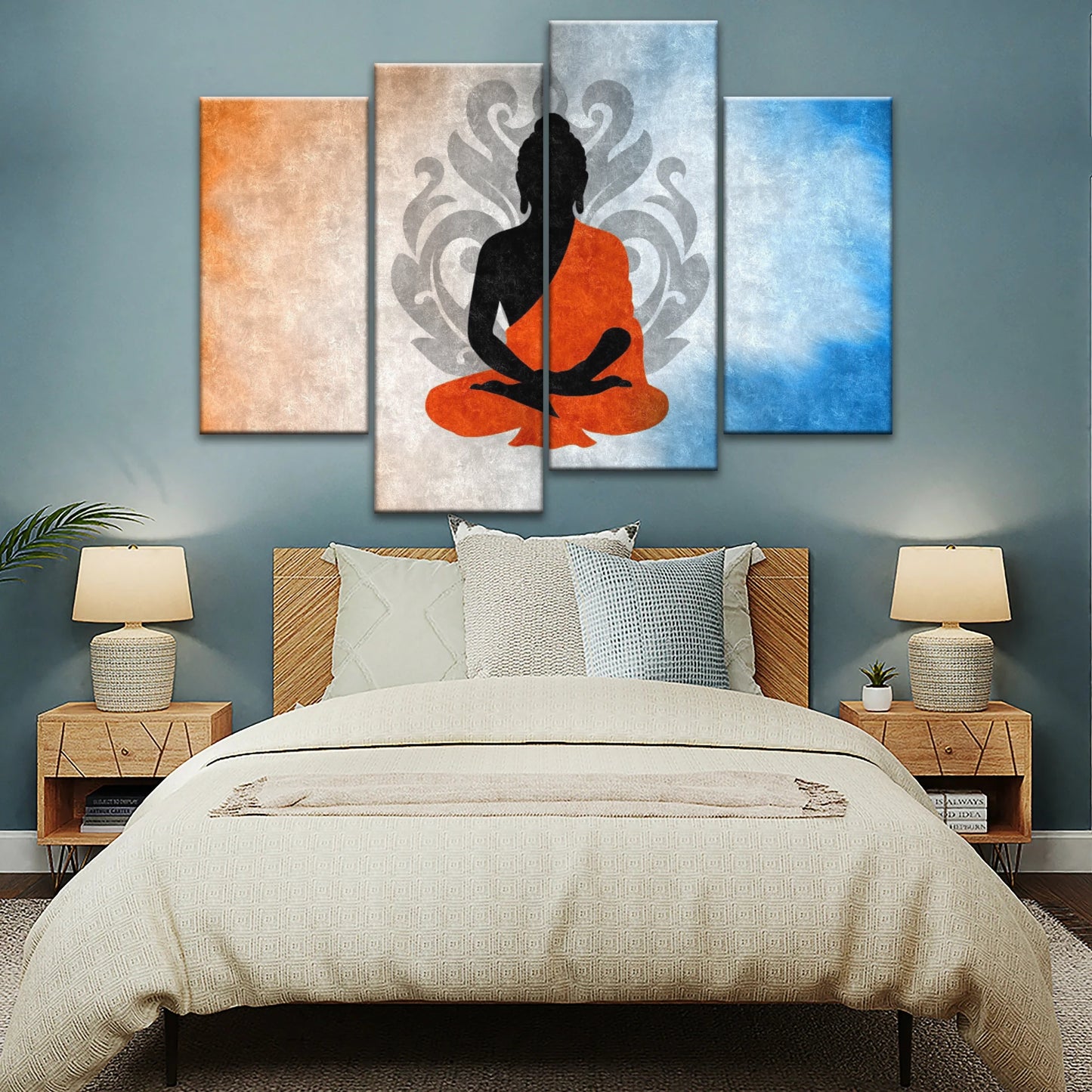 Meditierende Buddha-Silhouette mit Lotus-Hintergrund Buddha-Wand-Dekor