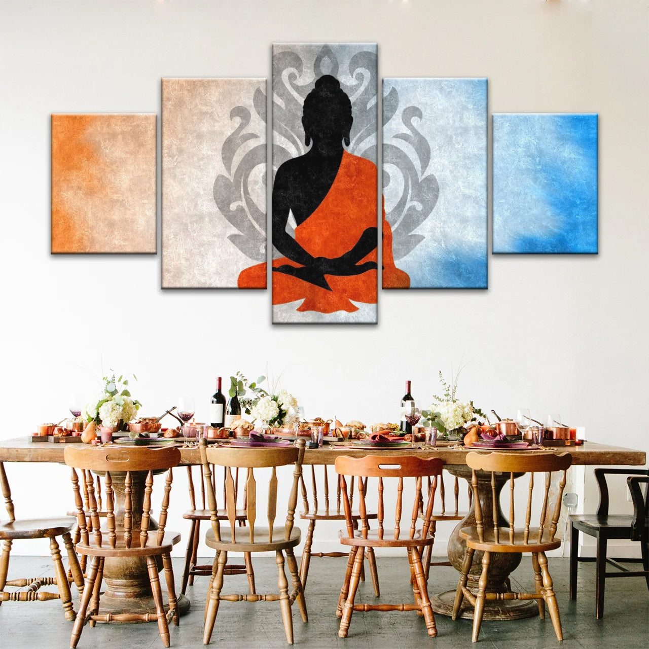 Meditierende Buddha-Silhouette mit Lotus-Hintergrund Buddha-Wand-Dekor