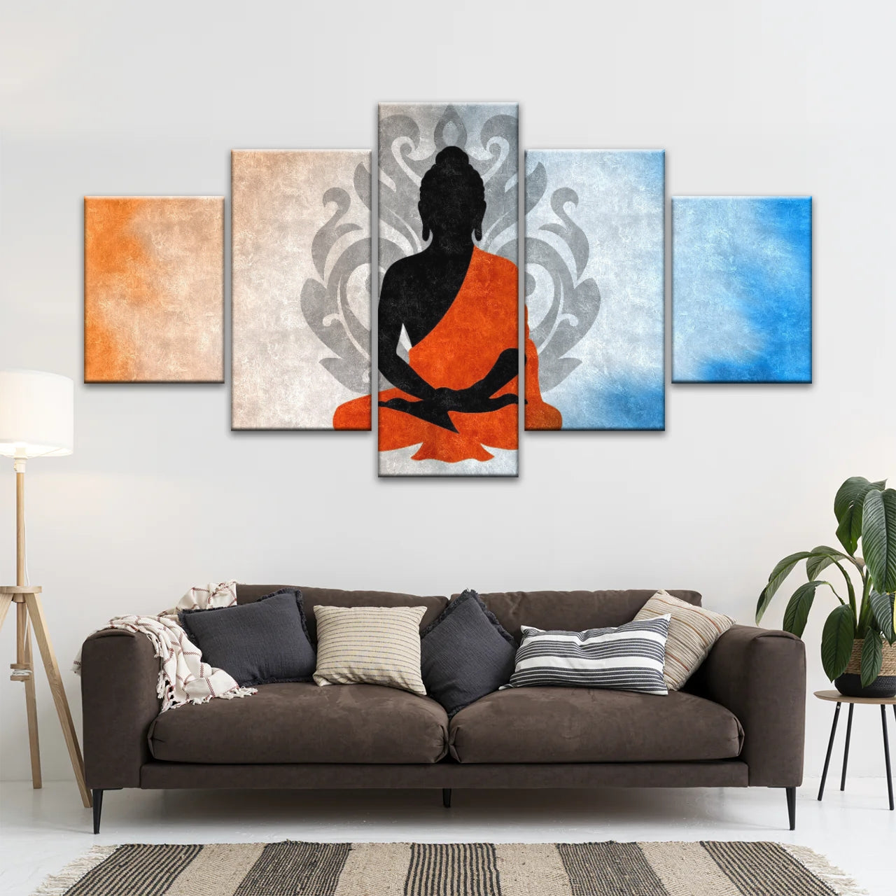Meditierende Buddha-Silhouette mit Lotus-Hintergrund Buddha-Wand-Dekor