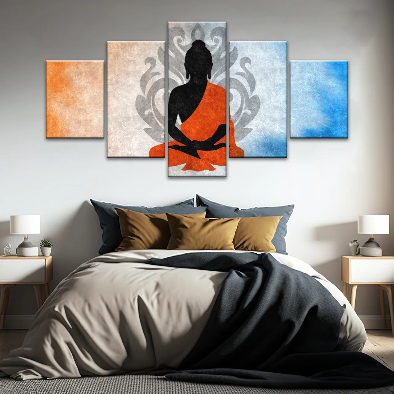 Meditierende Buddha-Silhouette mit Lotus-Hintergrund Buddha-Wand-Dekor
