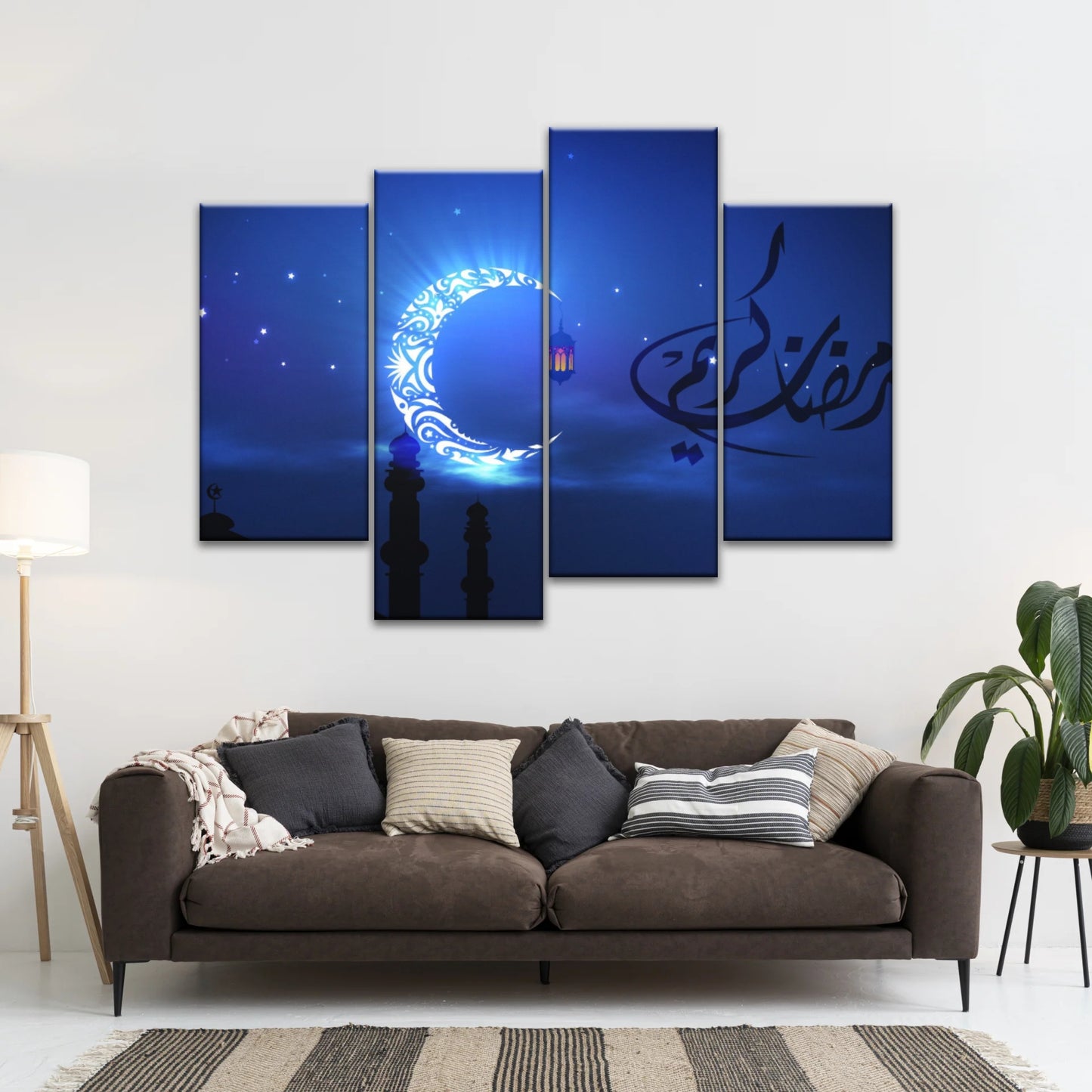 Silhouette musulmane de la foi : illuminée par la lueur nocturne Art mural islamique sur toile