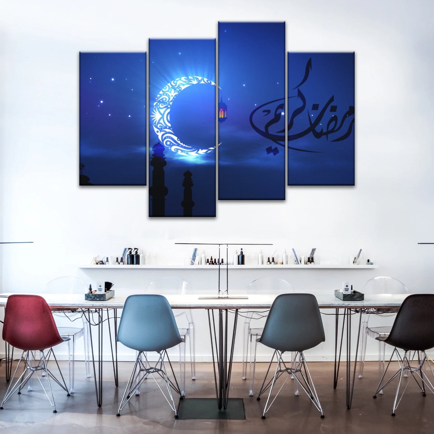 Silhouette musulmane de la foi : illuminée par la lueur nocturne Art mural islamique sur toile