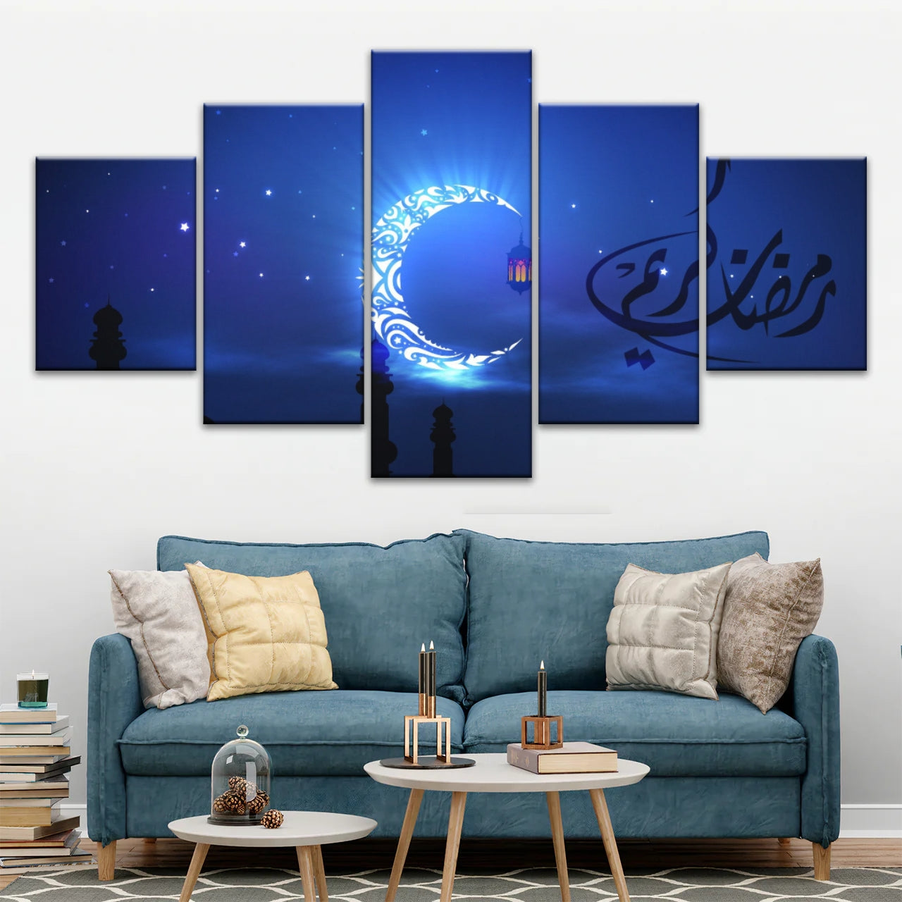 Silhouette musulmane de la foi : illuminée par la lueur nocturne Art mural islamique sur toile