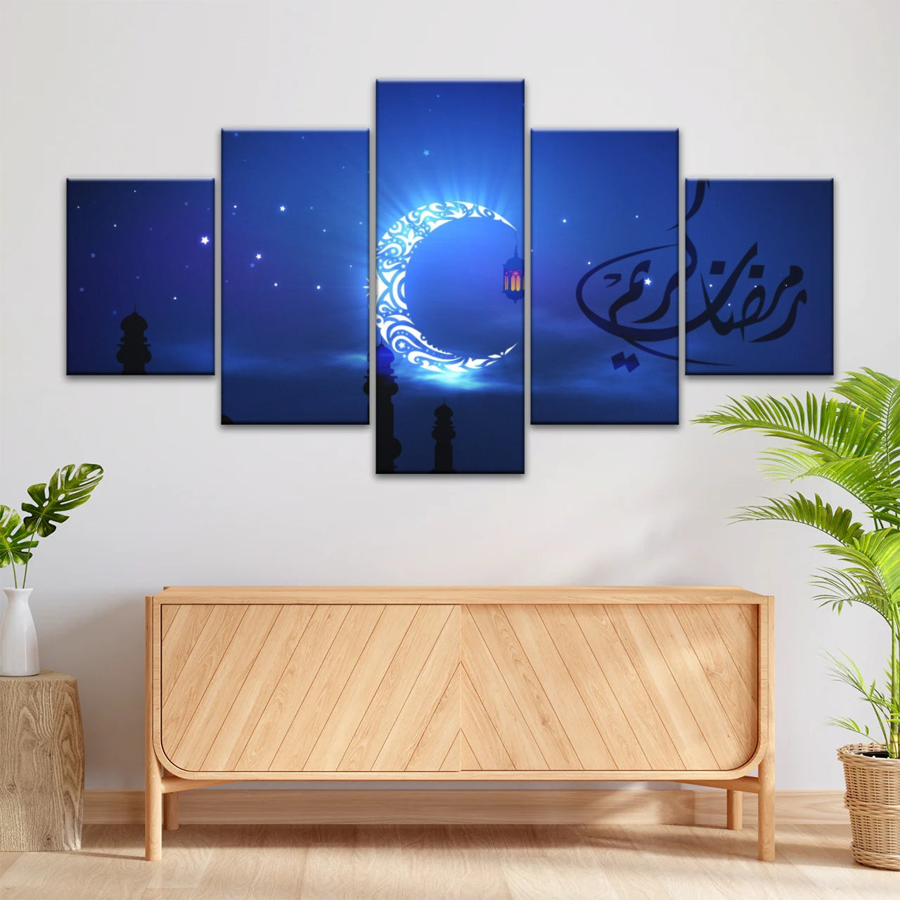Silhouette musulmane de la foi : illuminée par la lueur nocturne Art mural islamique sur toile