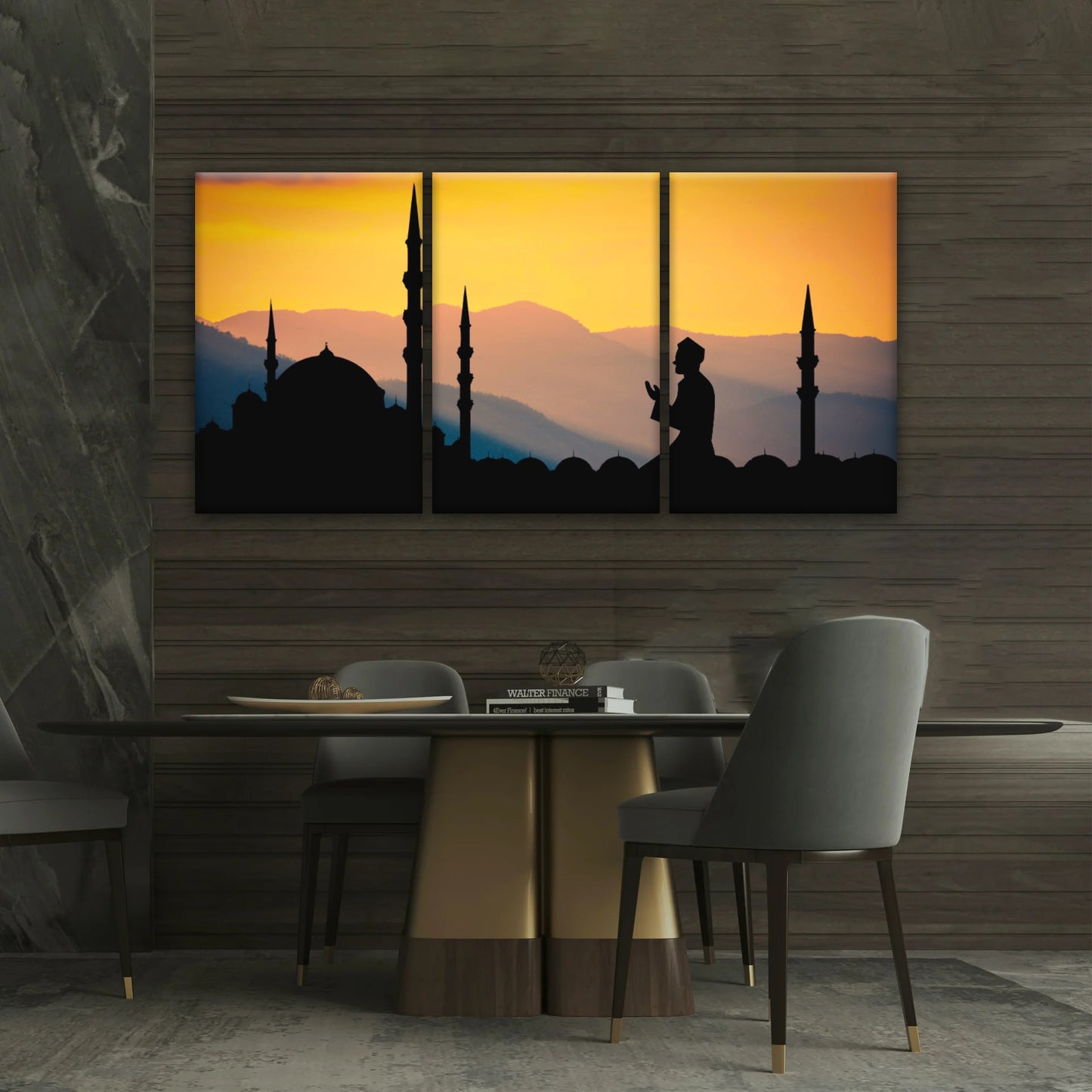 Silhouette d'homme priant dans une mosquée pendant le Ramadan islamique Décor islamique