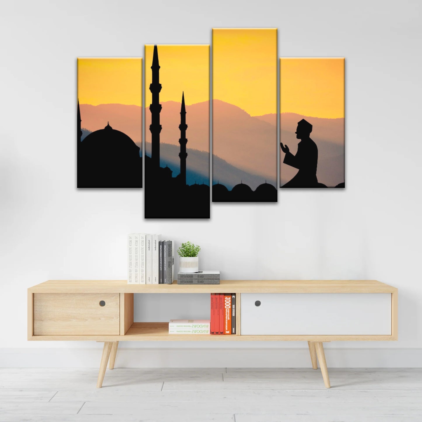 Silhouette d'homme priant dans une mosquée pendant le Ramadan islamique Décor islamique
