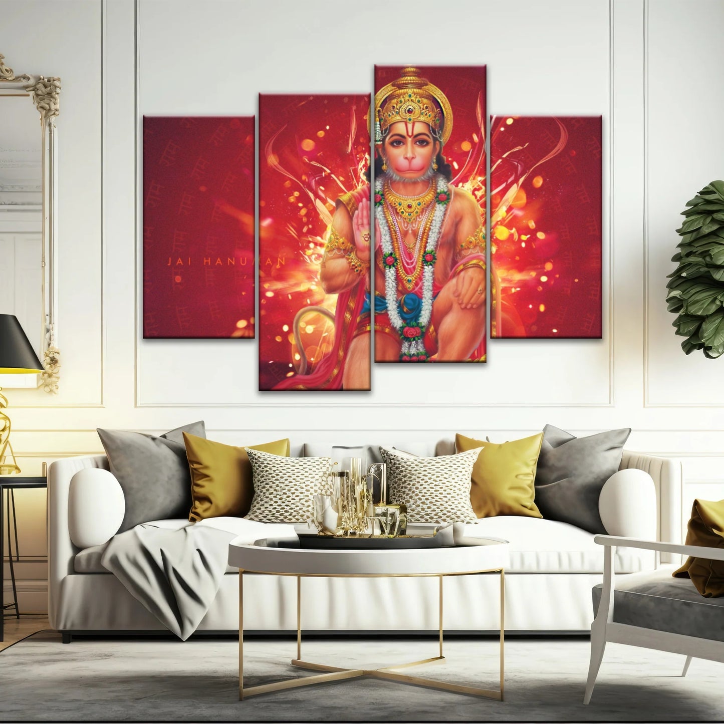 Sri Anjaneya - Dieu hindou Seigneur Hanuman Hindouisme Toile Peinture
