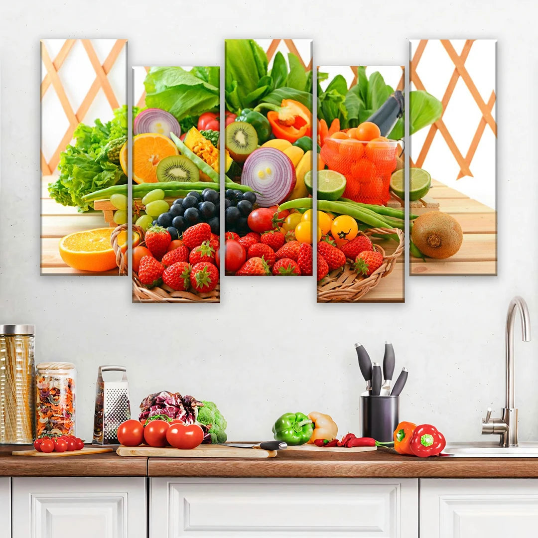 Oversized Staggered Canvas Art | 5 Piece Modern Wall Art 100 inches ...