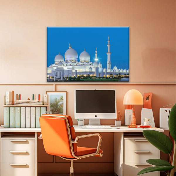 Abu Dhabi Sheikh Zayed Mosque View At Night Islamic Wall Art
