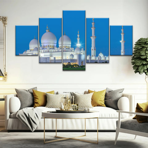 Abu Dhabi Sheikh Zayed Mosque View At Night Islamic Wall Art