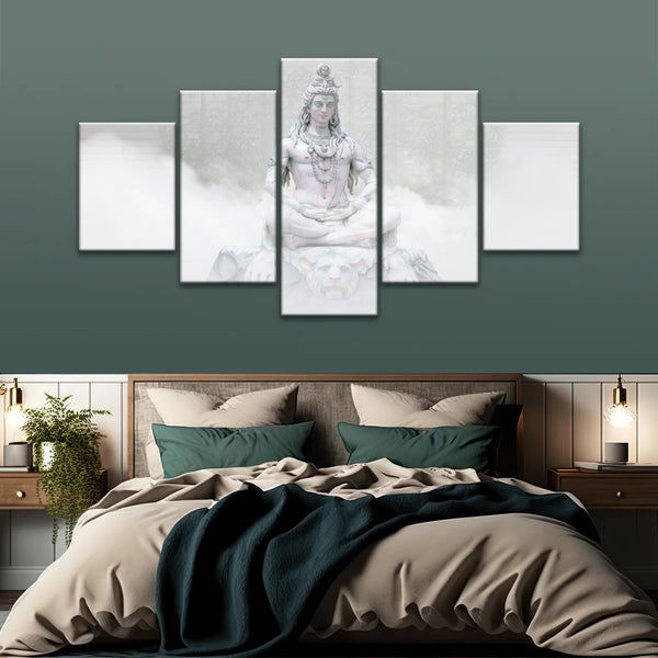Hindu Deity Shiva in the Mist Statue Hinduism Canvas Wall Art