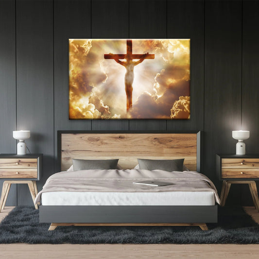Heiliger Geist des Christentums – Sonnenstrahlen durch die Kreuzigung Jesu, christliche Wanddekoration