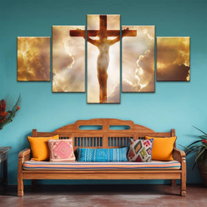 Saint-Esprit du chrétien - Rayons de soleil à travers la crucifixion de Jésus Décoration murale chrétienne