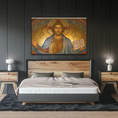 Jésus-Christ tenant un livre Art mural chrétien sur toile