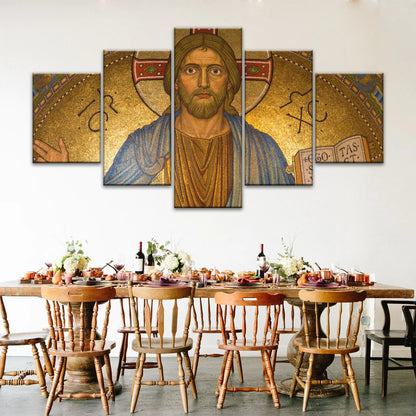 Jésus-Christ tenant un livre Art mural chrétien sur toile