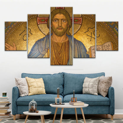 Jésus-Christ tenant un livre Art mural chrétien sur toile