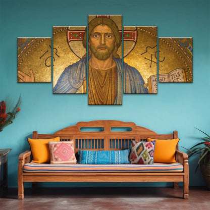 Jésus-Christ tenant un livre Art mural chrétien sur toile
