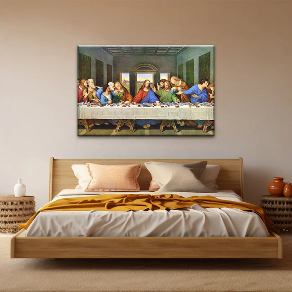 Peinture à l'huile classique de Léonard de Vinci La Cène Jésus Art mural